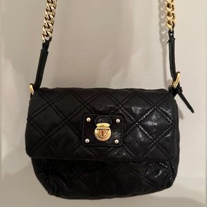 Marc Jacobs black quilted cross body bag with gold chain